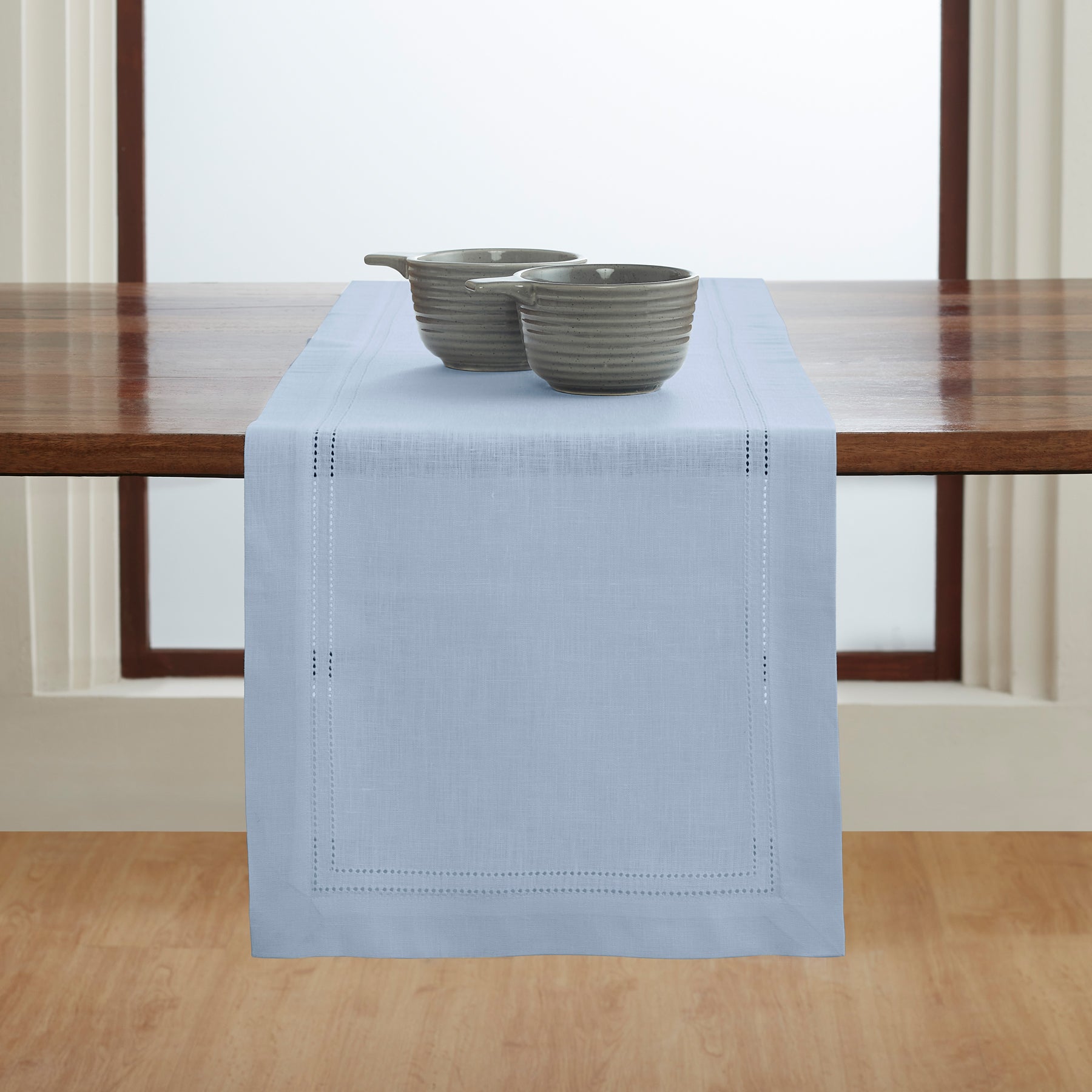 Premium Linen Double Hemstitch Table Runner - Elegant Dining Decor for Weddings, Parties & Home Decor