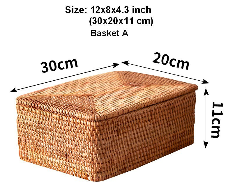 Extra Large Woven Storage Baskets with Lid - Rectangular Clothes Organizer for Bedroom, Living Room & Laundry Room - Home Decor Storage Solution for Blankets, Toys & Essentials