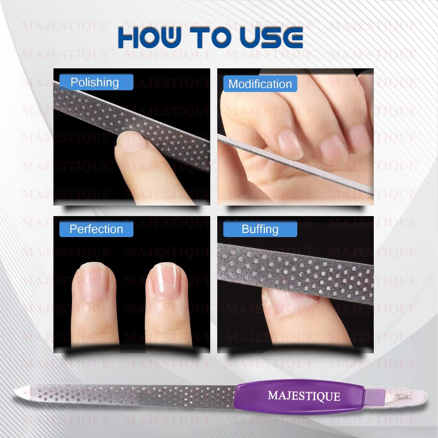Majestique 2 in 1 Stainless Steel Nail File - Double Sided Nail Filer with Anti-Slip Handle for Smooth Nail Shaping, Cuticle Care & Dead Skin Removal | Perfect Manicure Pedicure Tool for Women, Men & Teens | Great Gift Idea for Nail Lovers - Yellow