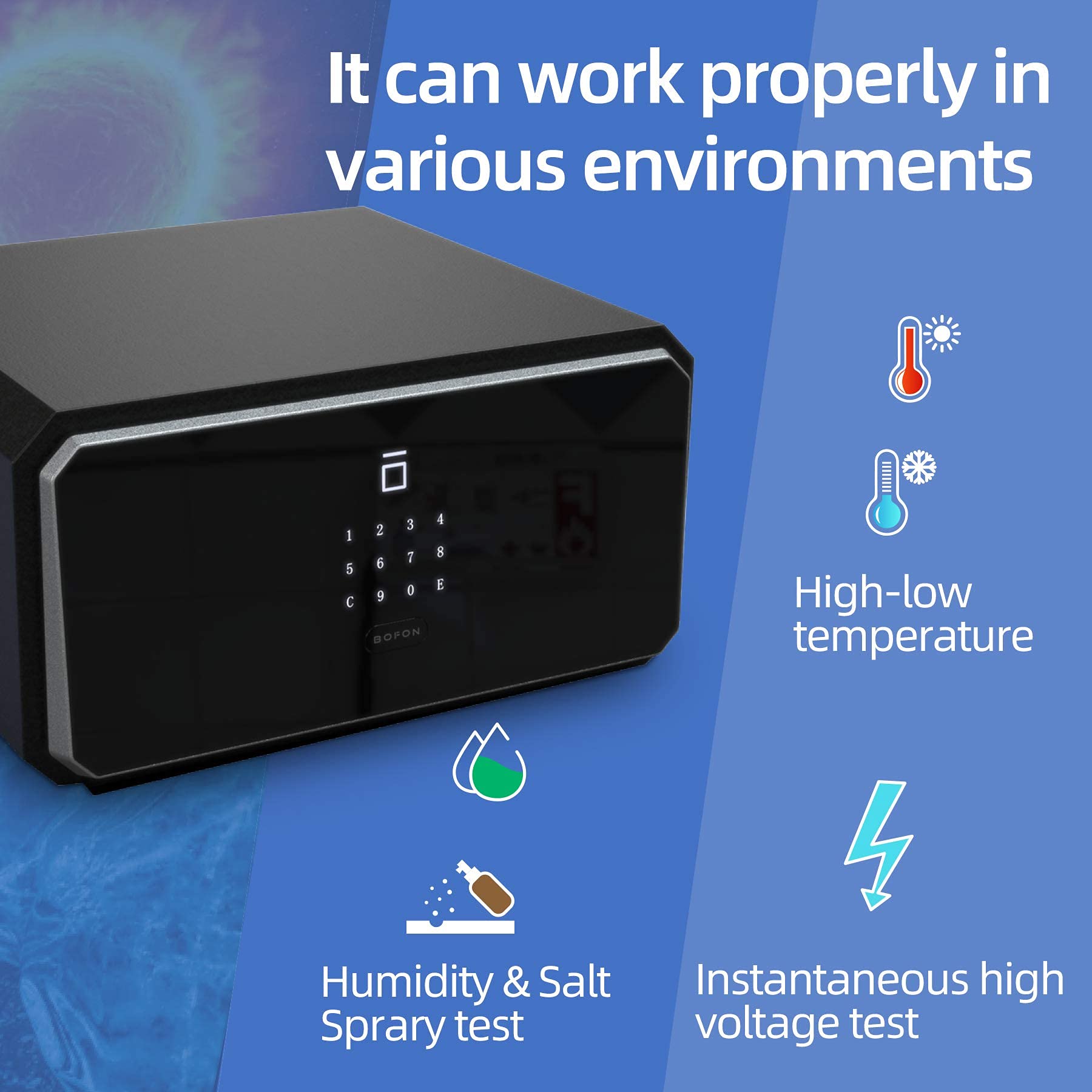 W-Series Security Safe Box with Key & Fingerprint Password - 1.45 Cubic Home Safe for Cash, Jewelry & Documents | Bedroom, Office & Travel Protection