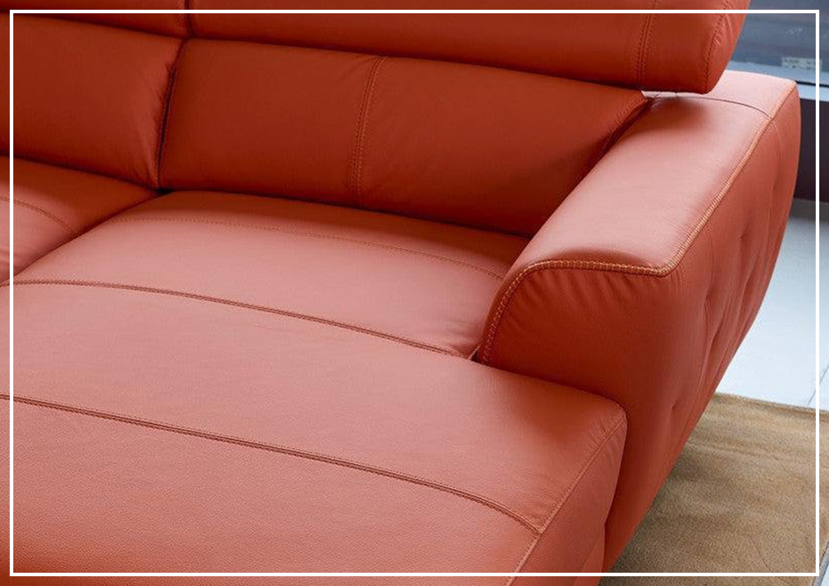 Gio Italia Niva Genuine Leather Sectional Sofa with Chrome Legs - Modern Living Room Furniture for Home & Office Comfort