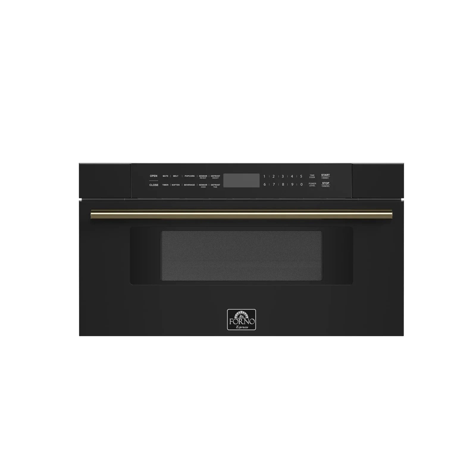 Forno FMWDR3000 30-Inch Built-In Microwave Drawer in Black with Antique Brass Finish - Perfect for Modern Kitchens, Small Spaces & Luxury Home Upgrades