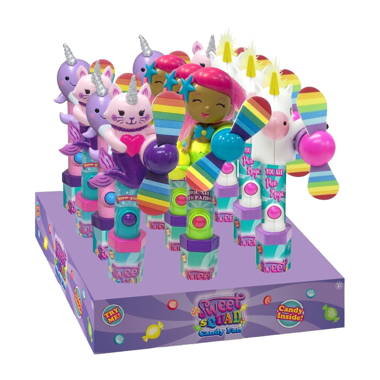 CandyRific Sweet Squat Fan - 12 Count Box | Fun & Colorful Candy for Parties, Gifts & Movie Nights | Perfect for Halloween, Birthdays & Celebrations