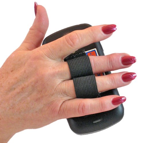 2-Loop Phone Grip Holder - Small & Compact - Black - Perfect for One-Handed Use While Driving, Shopping, or Taking Selfies