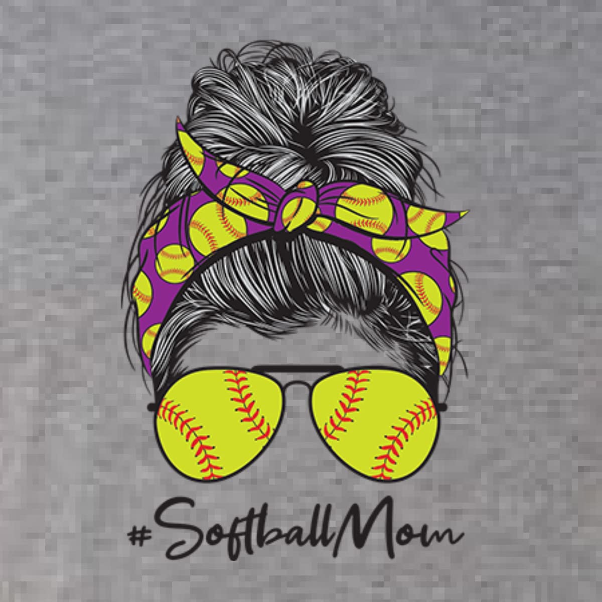 Messy Bun Softball Mom T-Shirt - Comfortable Long Sleeve Scoop Neck Top for Women | Perfect for Game Day, Sports Events & Mother's Day Gifts | Softball Mom Apparel for Casual Wear & Team Spirit
