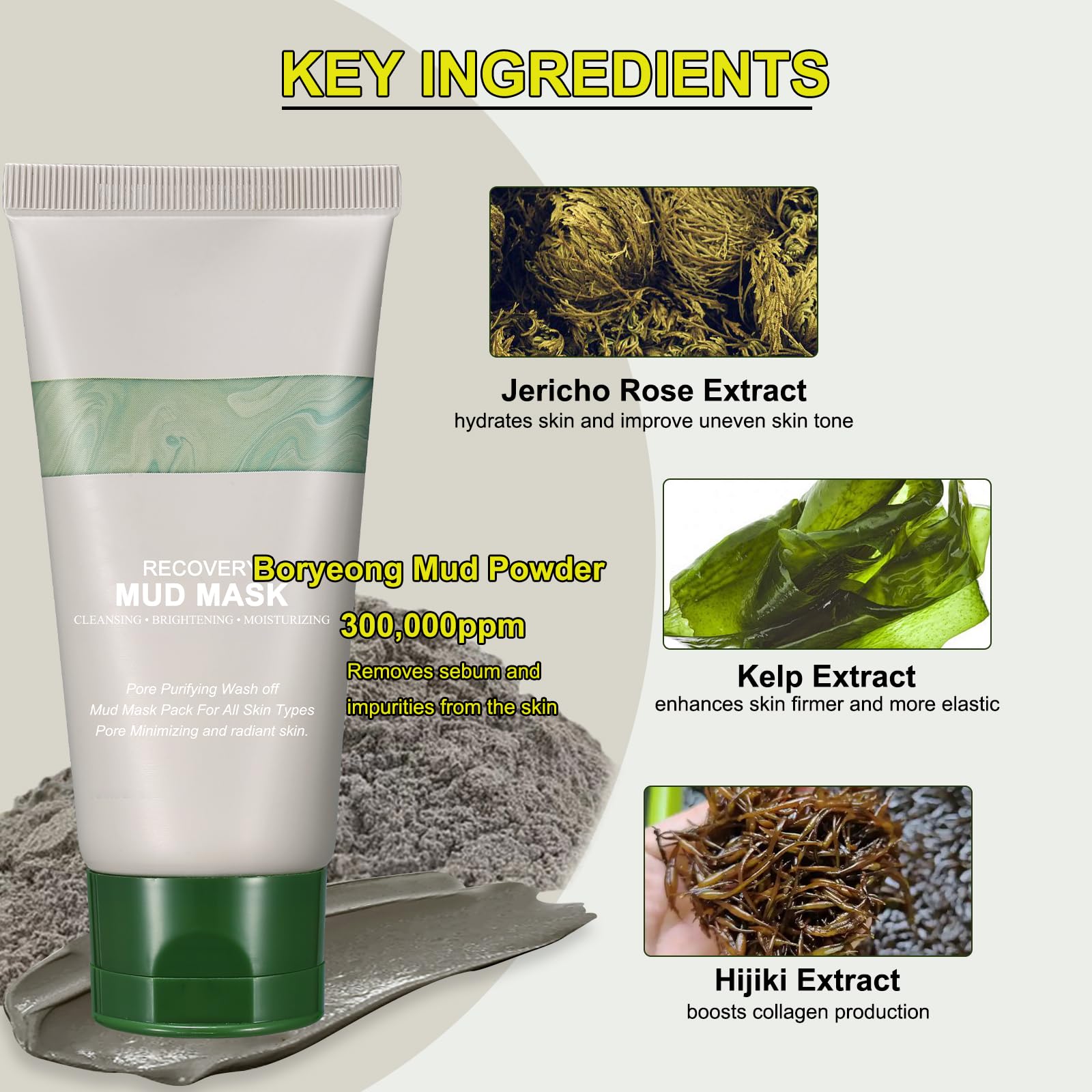 Recovery Mud Mask for Face & Body - Deep Cleansing & Hydrating Clay Mask with Oil Control | Pore Minimizer & Skin Detoxifier | Perfect for Spa Days & Post-Workout Skin Recovery