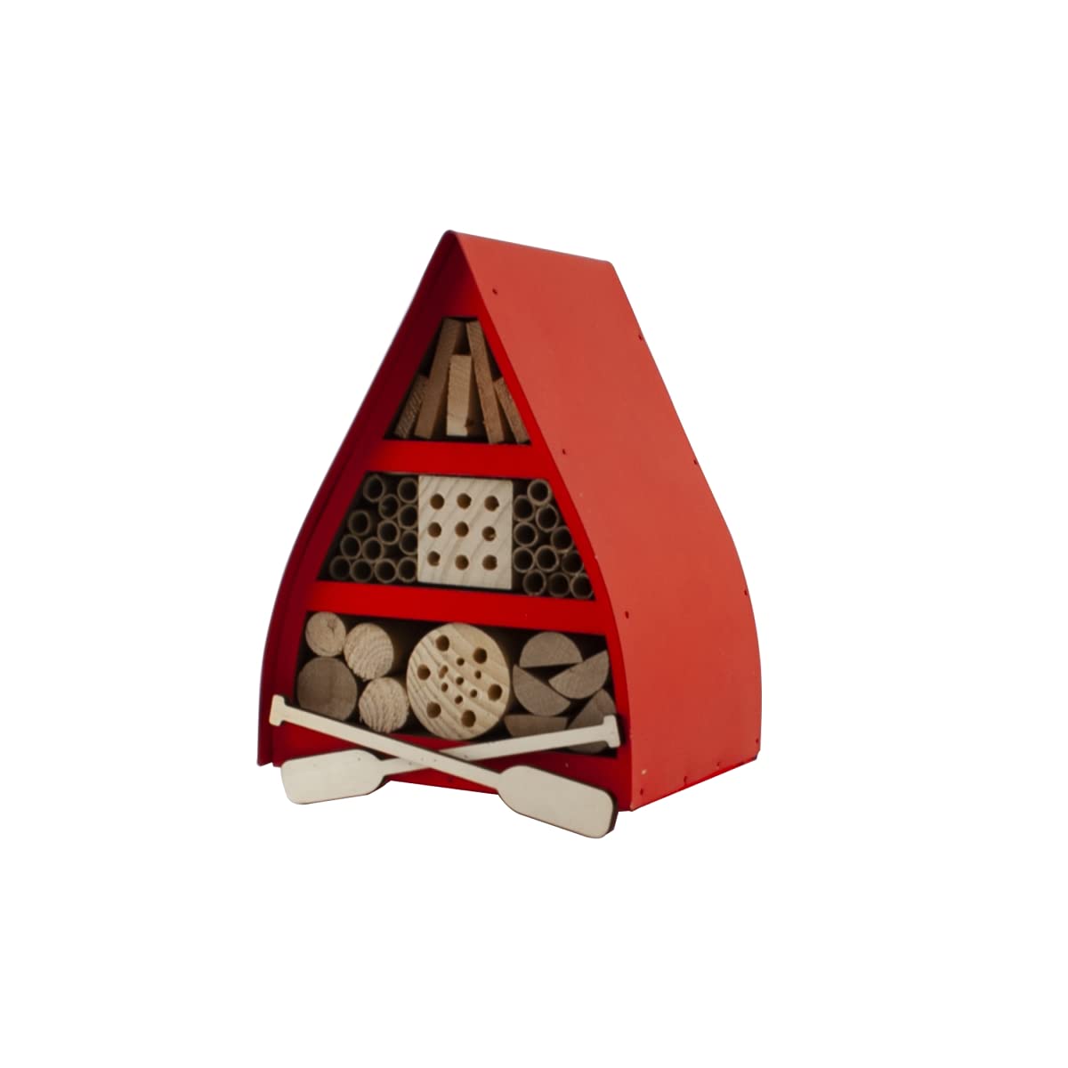 Woodlink Red Canoe Insect Shelter - Natural Wood Bird House for Outdoor Garden, Patio & Backyard - Attracts Butterflies & Beneficial Insects - Perfect for Wildlife Habitat & Nature Lovers