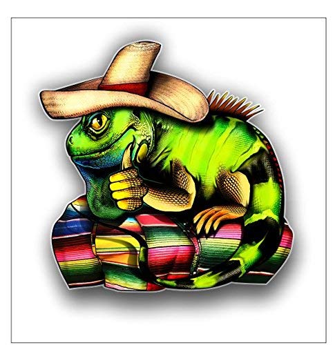 Funny Iguana Thumbs Up Car Stickers - Waterproof Vinyl Decals for Car Body, Bumper, Door & Window - 5 Inch Sombrero Lizard Decoration - Perfect for Car Enthusiasts & Mexican Theme Parties