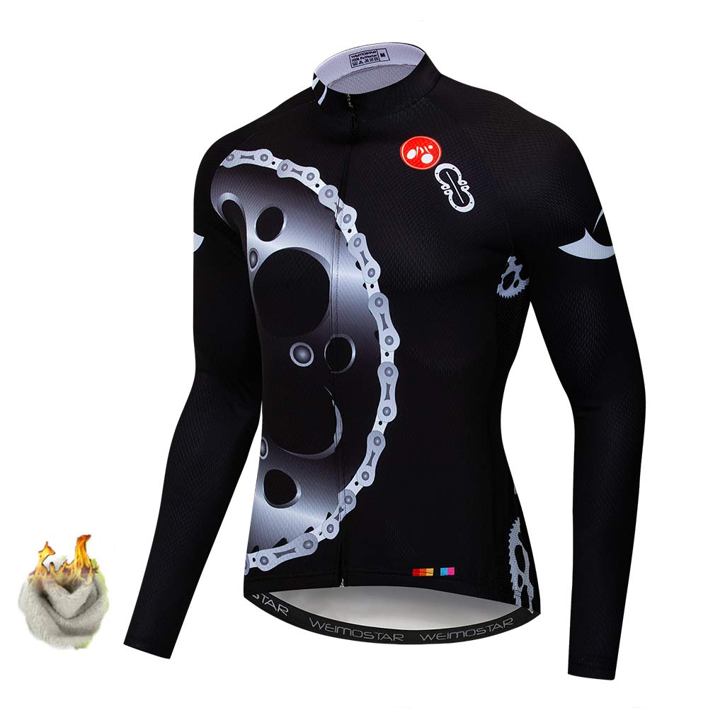 Men's Thermal Fleece Long Sleeve Cycling Jerseys - Winter Bike Clothing for Cold Weather Riding | Road & Mountain Biking Gear