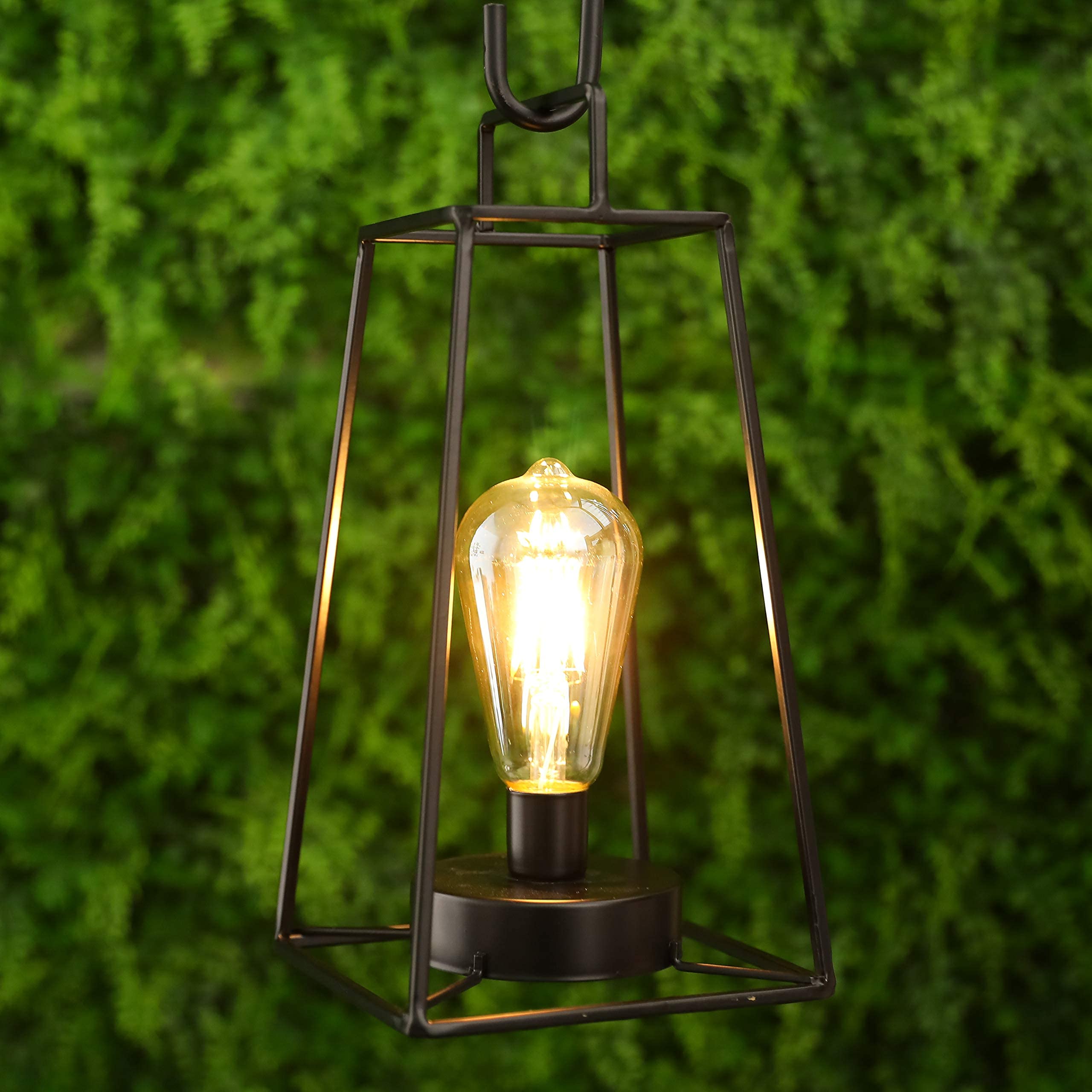 JHY DESIGN Retro Geometric Table Lamp 12''H - Wireless Battery Operated Iron Cage Lamp with 6-Hour Timer - Perfect for Balcony, Wedding, Parties, Indoor & Outdoor Decor (Tall, Black)