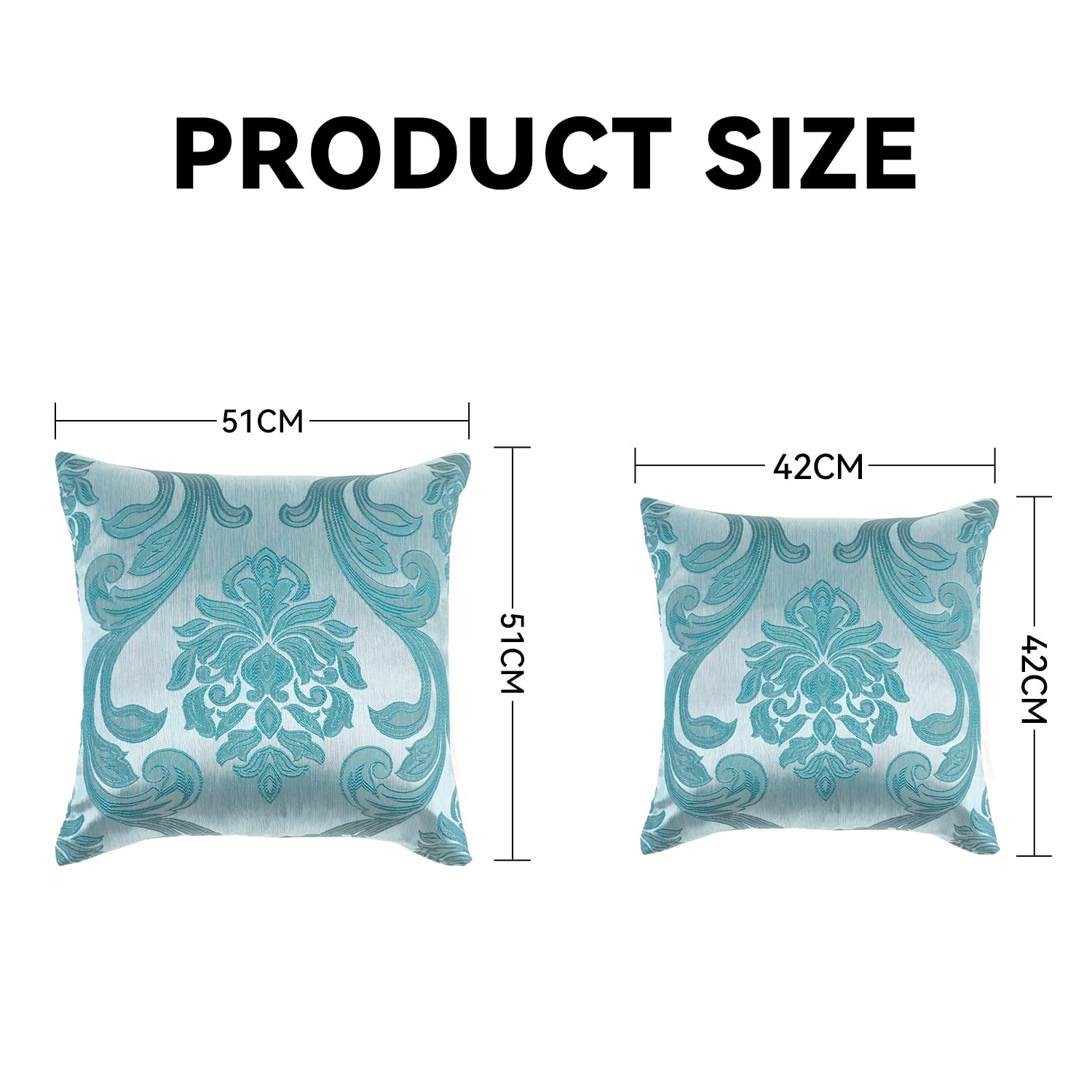 NAPEARL Jacquard Throw Pillow Covers Set of 2 - 16x16 Inch Teal Decorative Cushion Covers for Sofa, Couch & Bed - Elegant Living Room Home Decor for Modern & Cozy Spaces