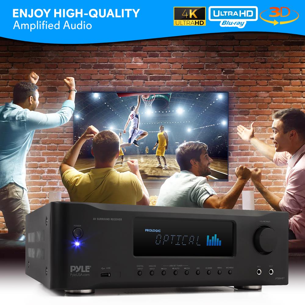 5.2 Channel Home Theater Stereo Receiver - High Power Audio System with HDMI, Bluetooth, and 4K Support for Movies, Music & Gaming