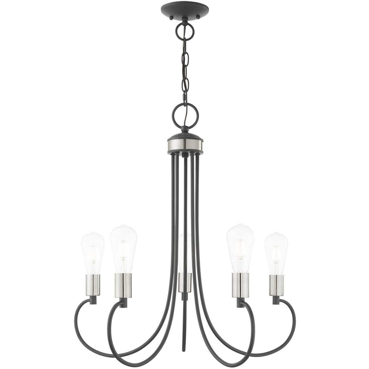 Scandinavian Gray Chandelier with Brushed Nickel Accents - 26