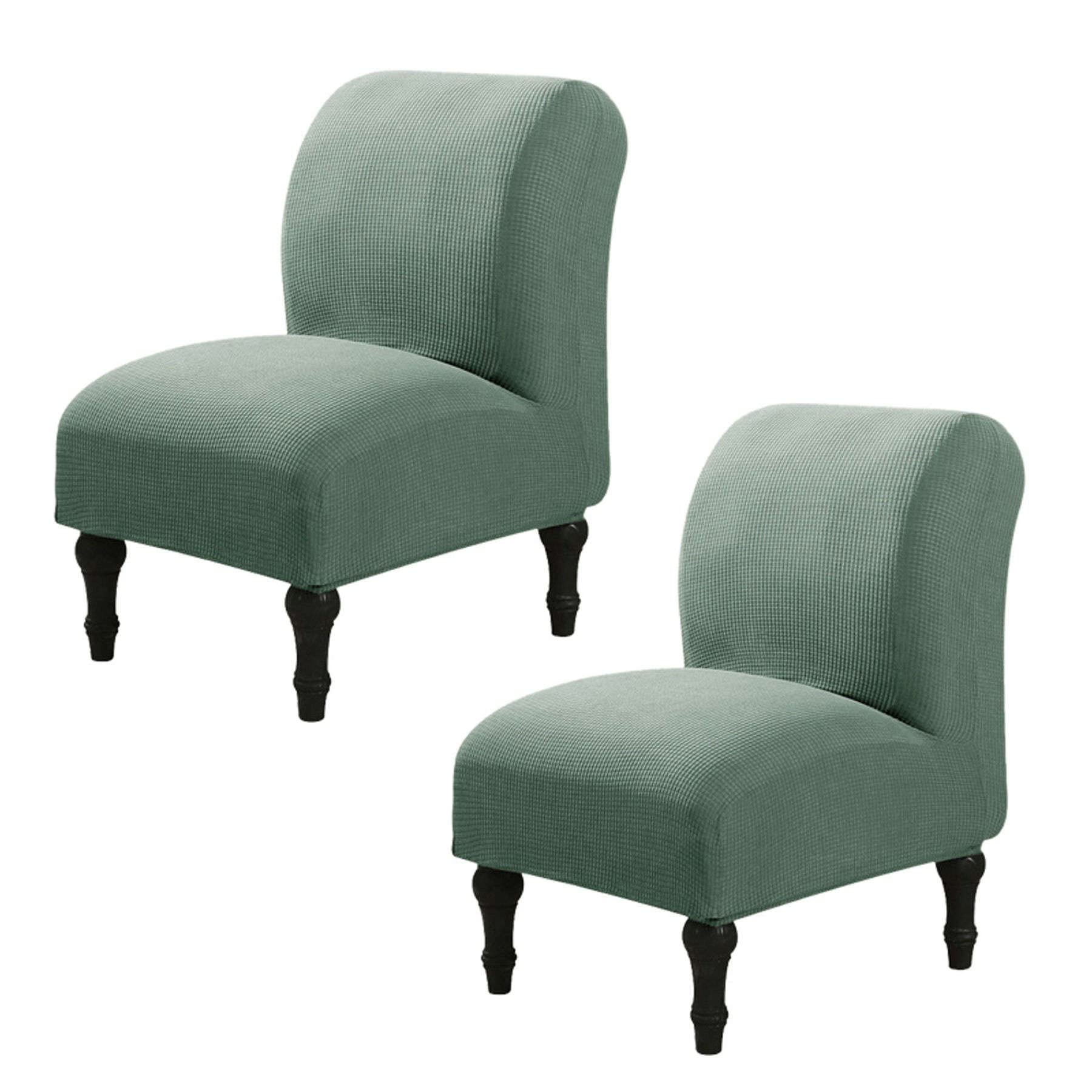 Stretch Jacquard Armless Chair Slipcover - Washable Removable Furniture Protector for Living Room, Dining Room & Hotel (Army Green, 2-Pack) | Perfect for Home Decor, Sofa Protection & Guest Seating