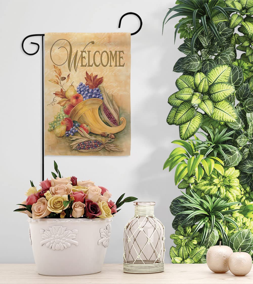 Autumn Cornucopia Garden Flag - Fall Harvest Decor for Outdoor & Home