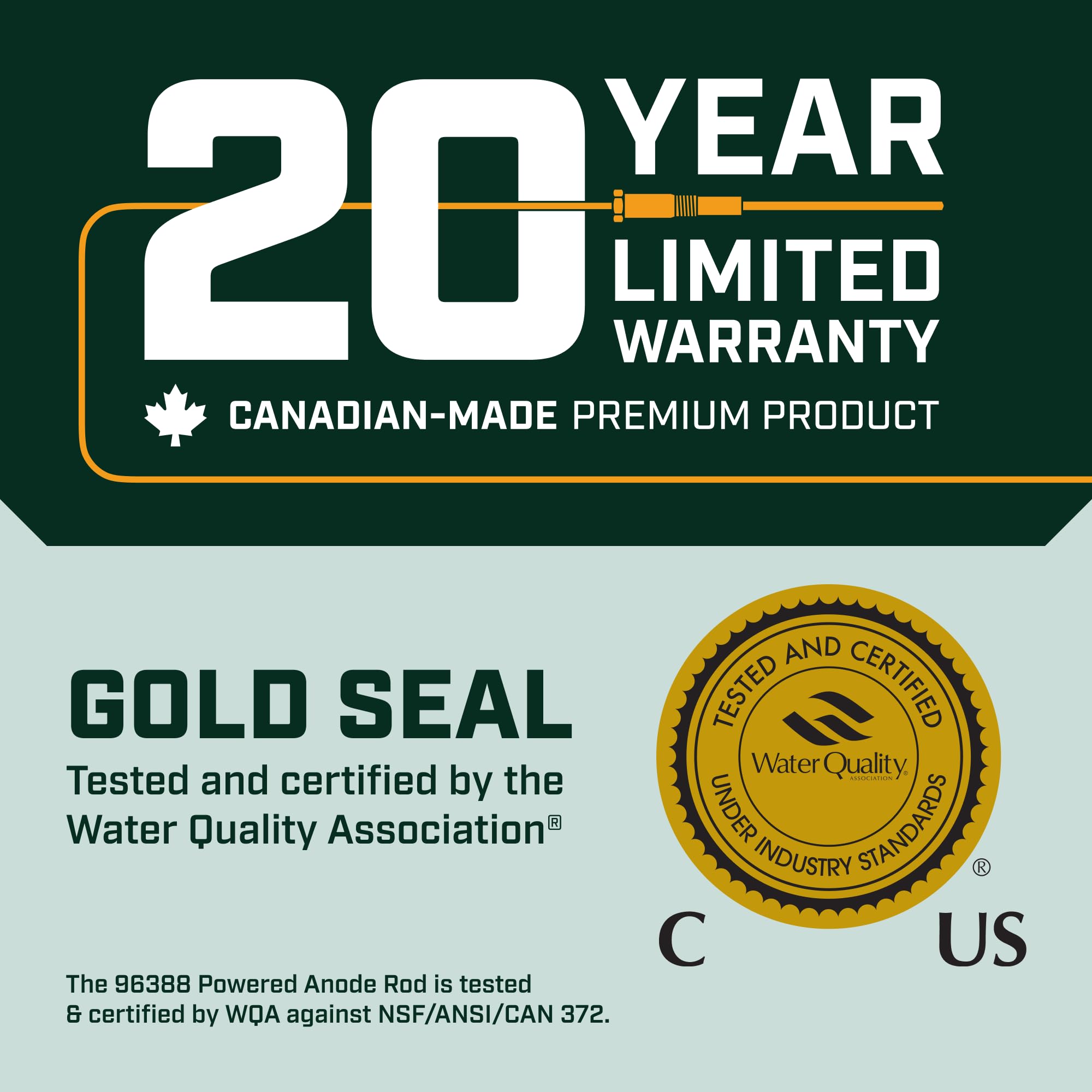 Titanium Powered Anode Rod for Water Heater - 20-Year Warranty - Eliminates Rotten Egg & Sulfur Smell in 24 Hours - Prevents Corrosion & Reduces Limescale - Ideal for Home, RV, and Commercial Water Heaters