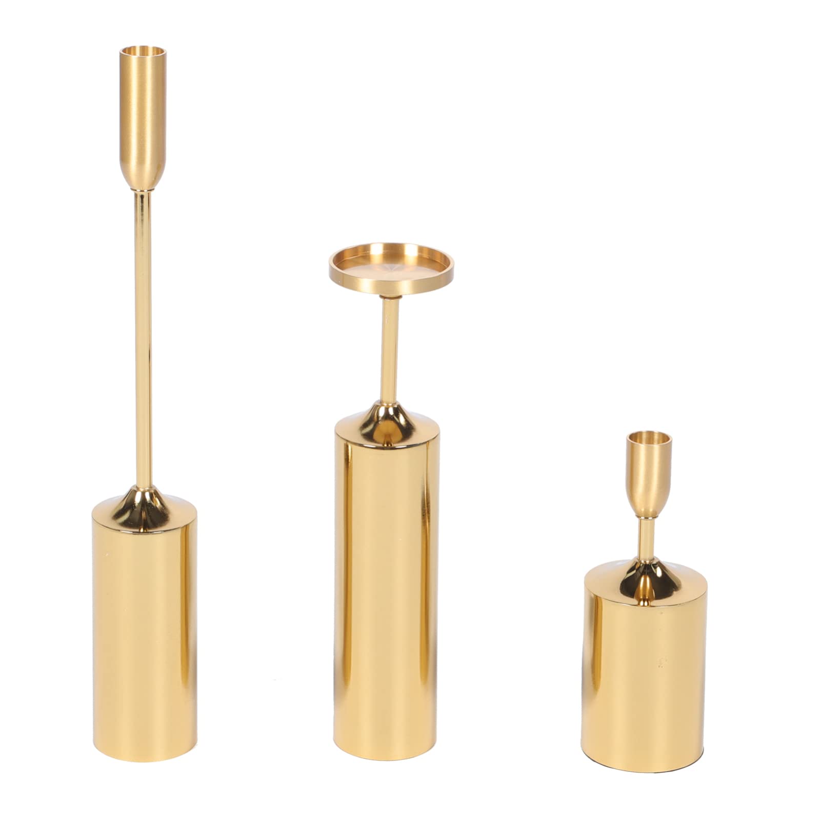 Vintage Golden Candle Holders Set of 3 - Taper & Tealight Stand for Christmas, Wedding, Home Decor - Elegant Table Centerpiece for Dining Room, Mantel & Holiday Parties