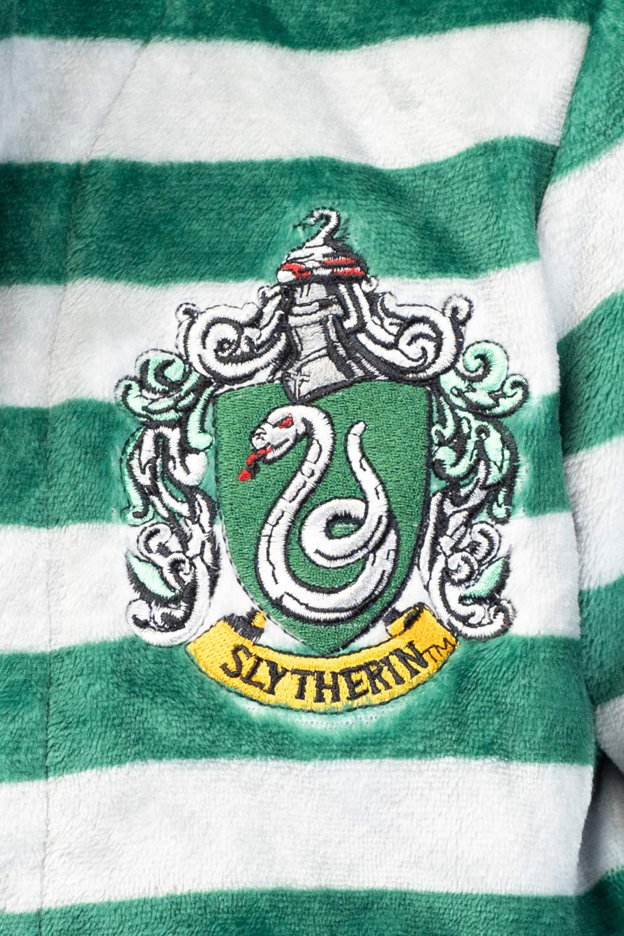 Harry Potter Kids' Striped Hooded Plush Fleece Robe - Gryffindor, Hufflepuff, Slytherin & Ravenclaw House Robes for Boys & Girls | Cozy Halloween Costume & Christmas Gift for Potter Fans