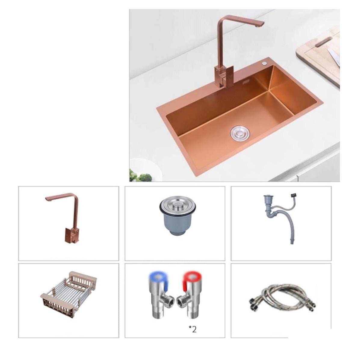 304 Stainless Steel Single Bowl Kitchen Sink - Workstation & Bar Sink for Modern Kitchens, Bathrooms & Dining Rooms (60x45x21cm) - Perfect for Food Prep, Dishwashing & Entertaining