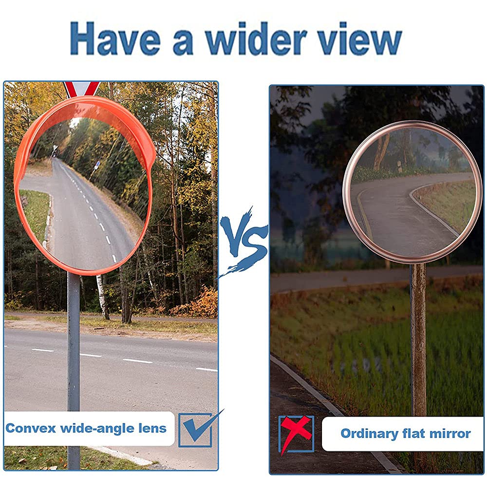 130° Wide Angle Convex Traffic Mirror - 60CM Safety Mirror for Wall & Pipe Mounting - Indoor & Outdoor Use - Ideal for Warehouses, Driveways & Parking Lots
