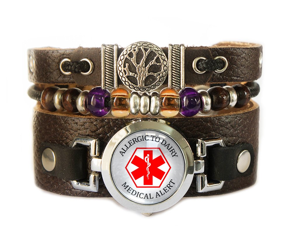 Medical ID Bracelet for Emergency - Beaded Leather Paramedic Alert Jewelry for Diabetes, Allergies & Medical Conditions - Perfect for Daily Wear & Emergency Situations
