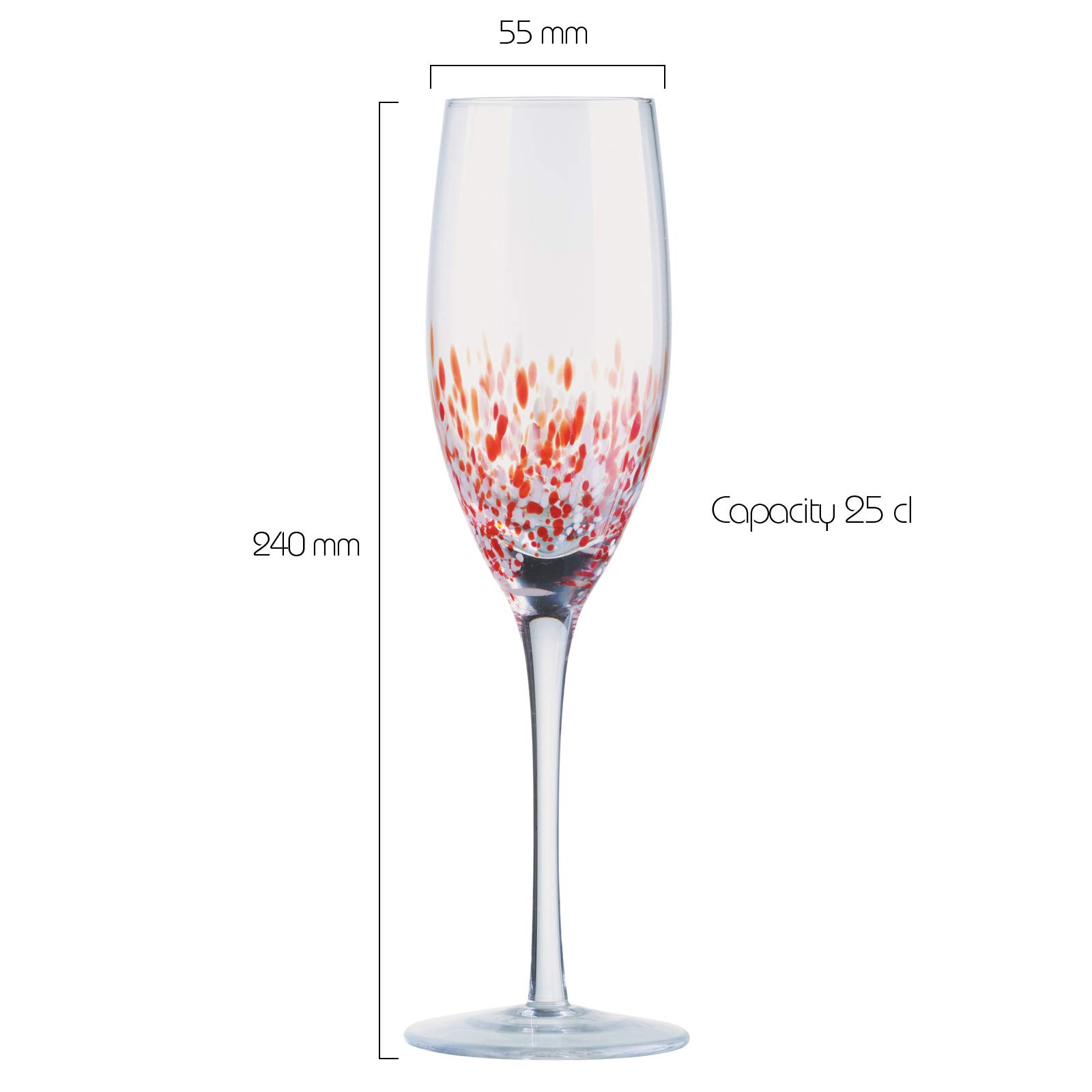 Speckle Champagne Flutes Set of 4 - 250ml Multicolored Crystal Glasses | Perfect for Engagement Gifts, Wedding Toasts & Anniversary Celebrations | Elegant Drinkware for Parties & Special Occasions