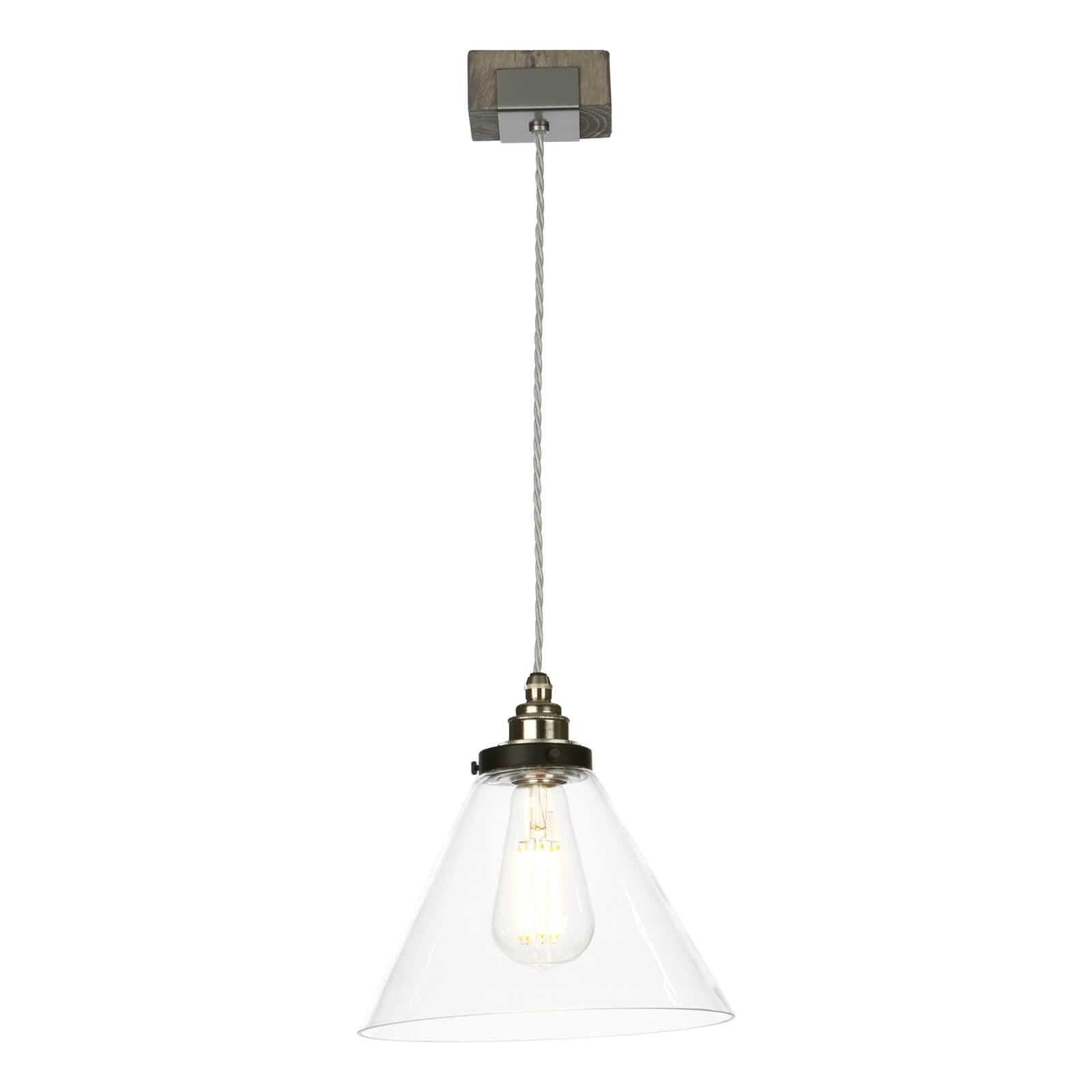 Aspen Single Pendant Light - Silver Birch Finish with Hand-Painted Wood Effect & Glass Shade | Perfect for Bedroom, Living Room, and Dining Room Lighting