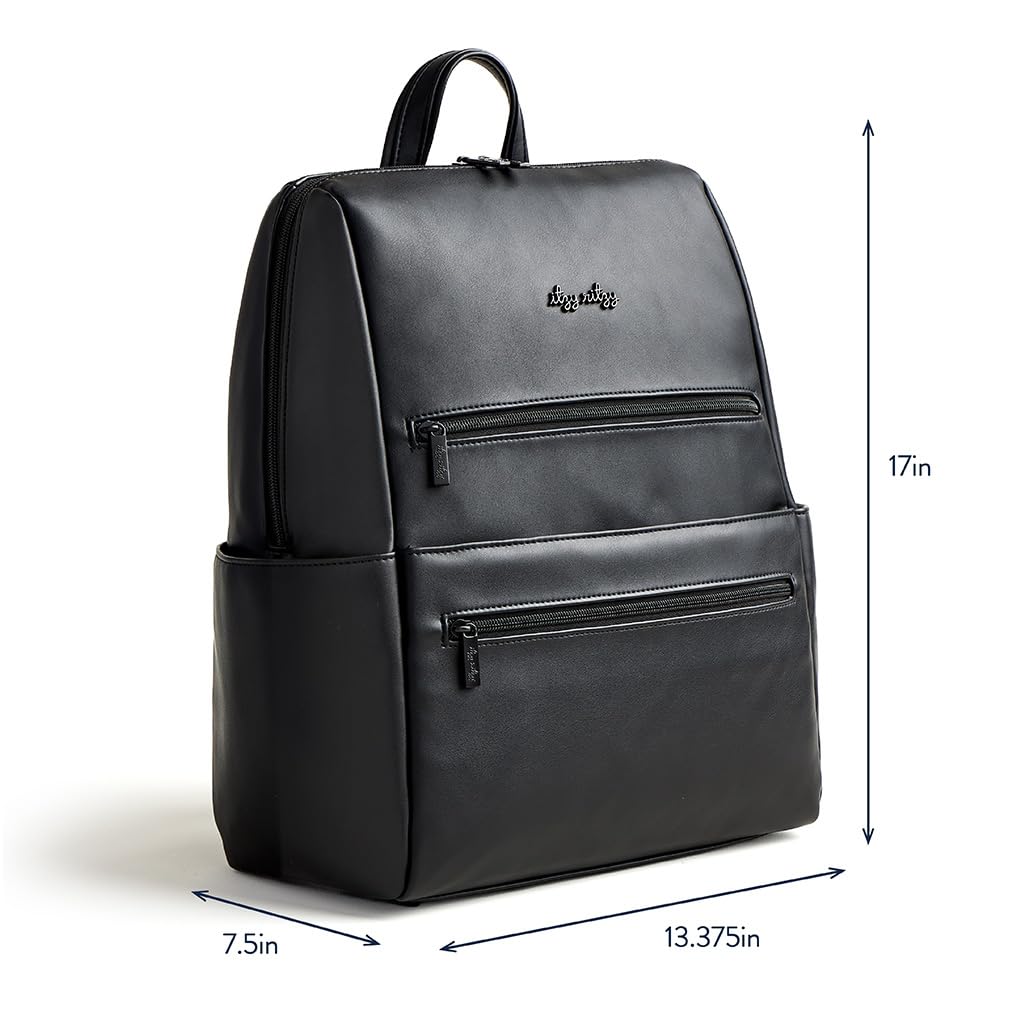 Itzy Ritzy Eras Diaper Bag Backpack for Men - Large Capacity Neutral Design Baby Bag with 15 Pockets, Changing Pad & Stroller Straps | Perfect for Dads On-The-Go, Travel & Everyday Use | Black