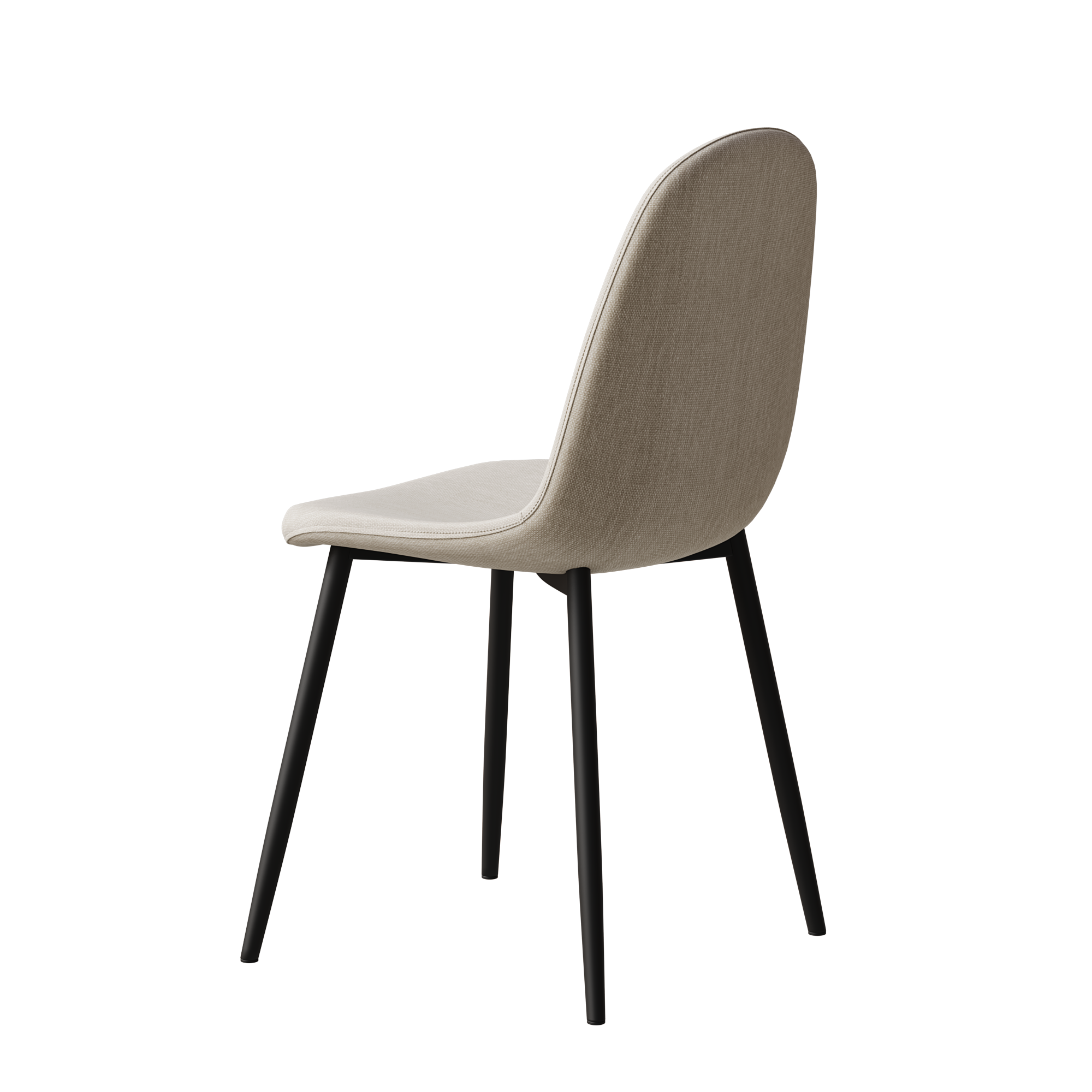 4-Piece Modern Dining Chairs Set - Linen Padded Seats with Sturdy Black Metal Legs (Beige) - Perfect for Kitchen, Dining Room, Home & Office Use