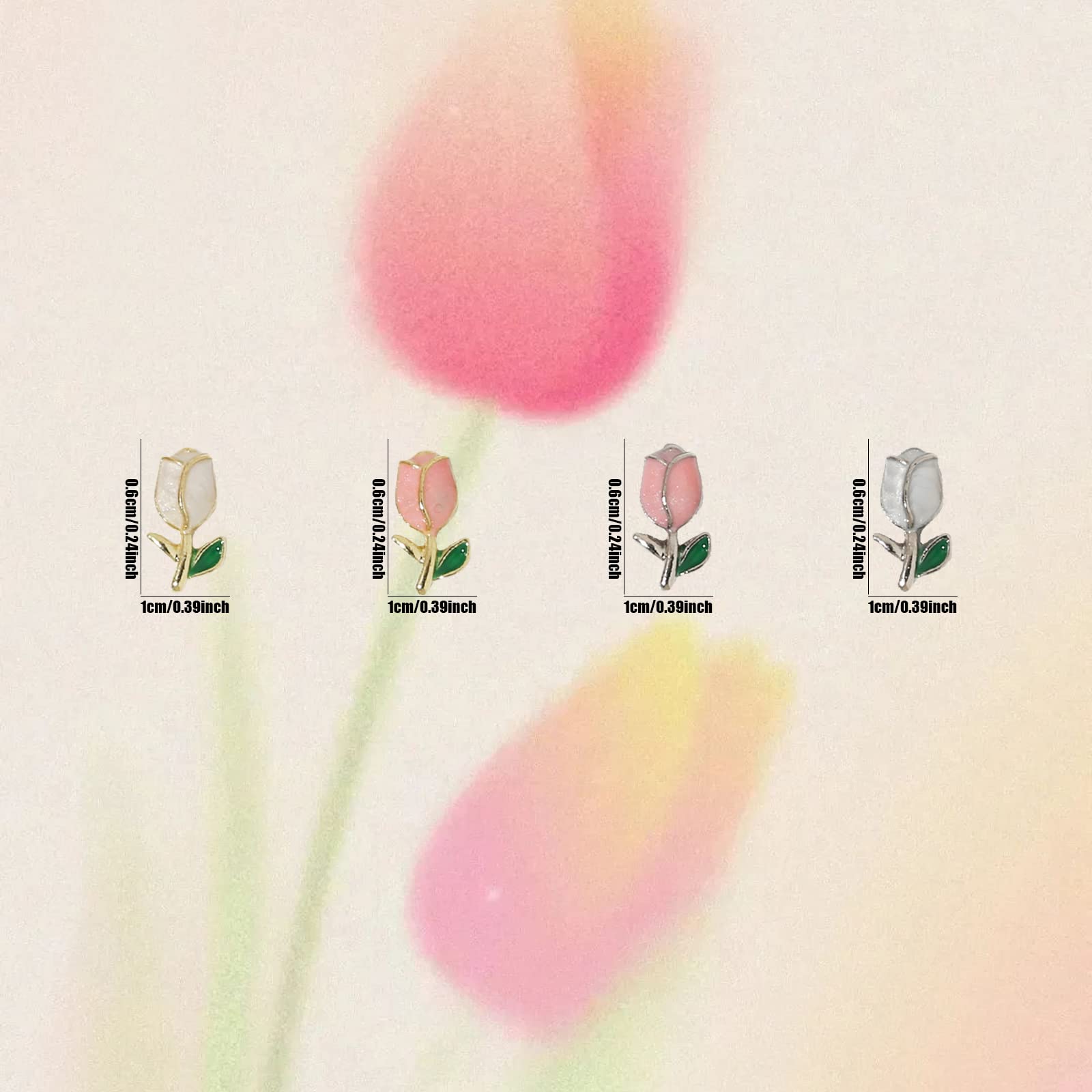 40 Pcs 3D Tulip Nail Charms - Metal Flower Nail Studs & Gems for DIY Nail Art Designs | Nail Jewelry Decorations for Women & Girls | Perfect for Spring Nails, Bridal Manicures & Special Occasions