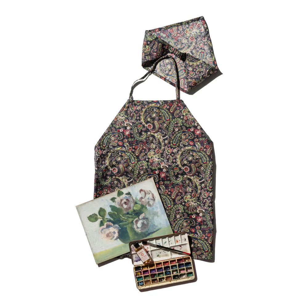 Handprinted Paisley Apron - Vintage Style Kitchen Apron for Cooking, Baking & BBQ - Perfect for Chefs, Home Cooks & Gift Giving