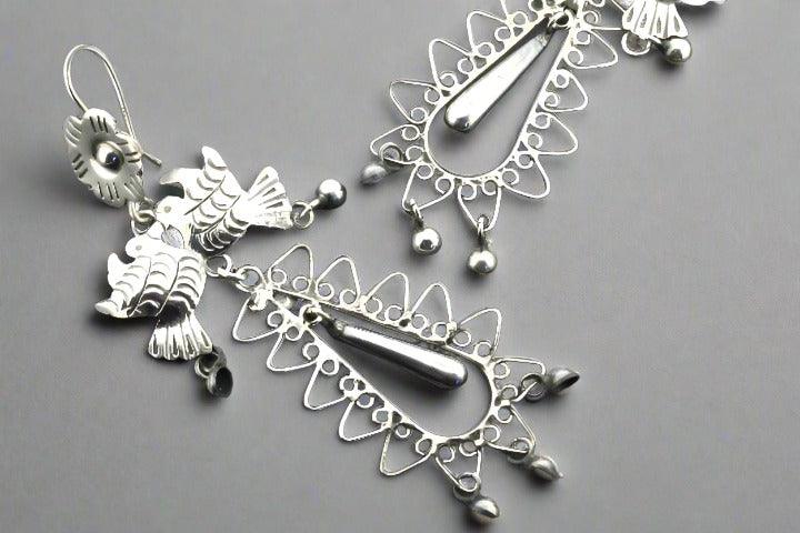 Sterling Silver Floral & Bird Drop Earrings - Elegant Dangle Earrings for Women, Perfect for Weddings, Parties & Everyday Wear