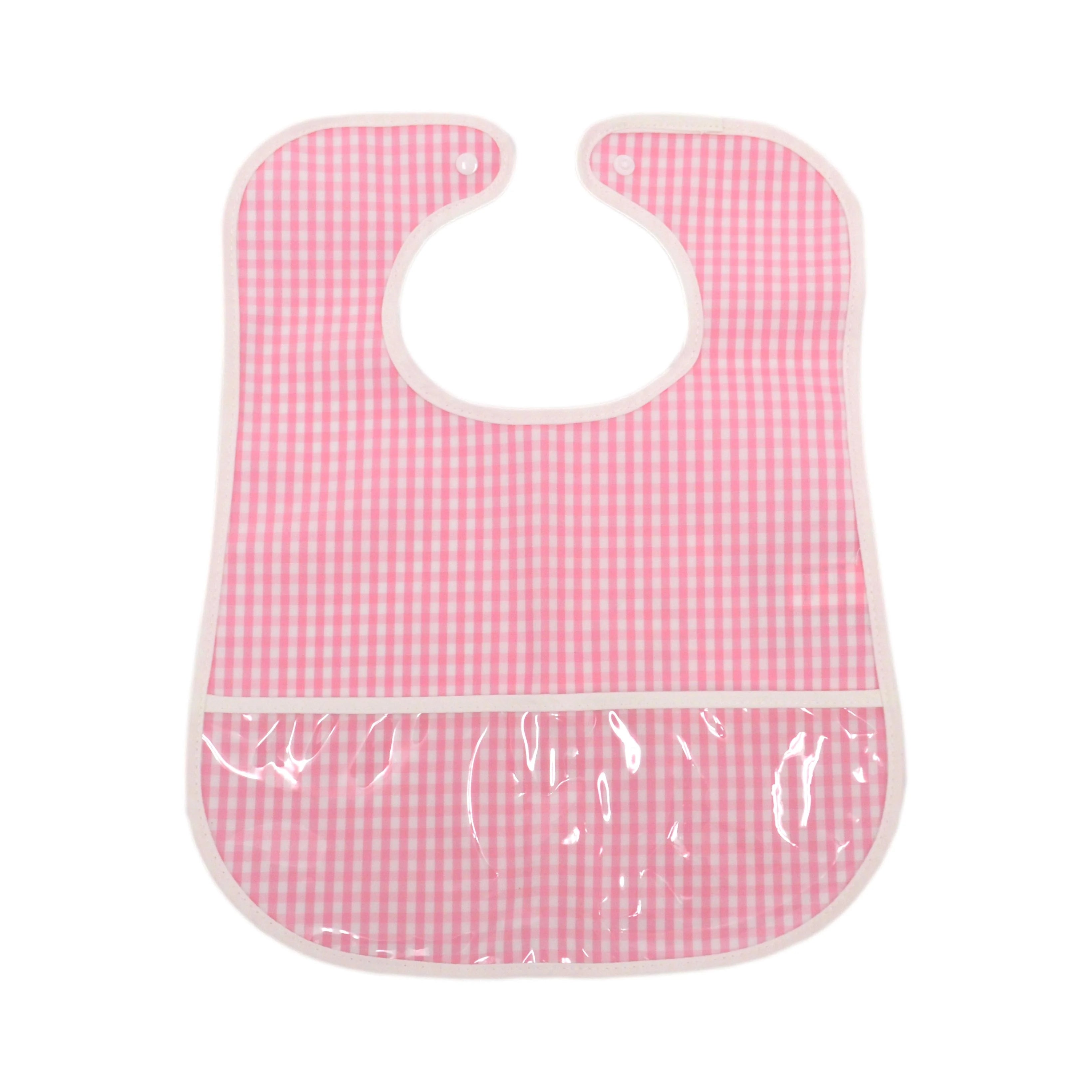 TRVL Design Gingham Pink Baby Bib - Soft, Absorbent & Stylish for Messy Meals, Travel & Outdoor Dining