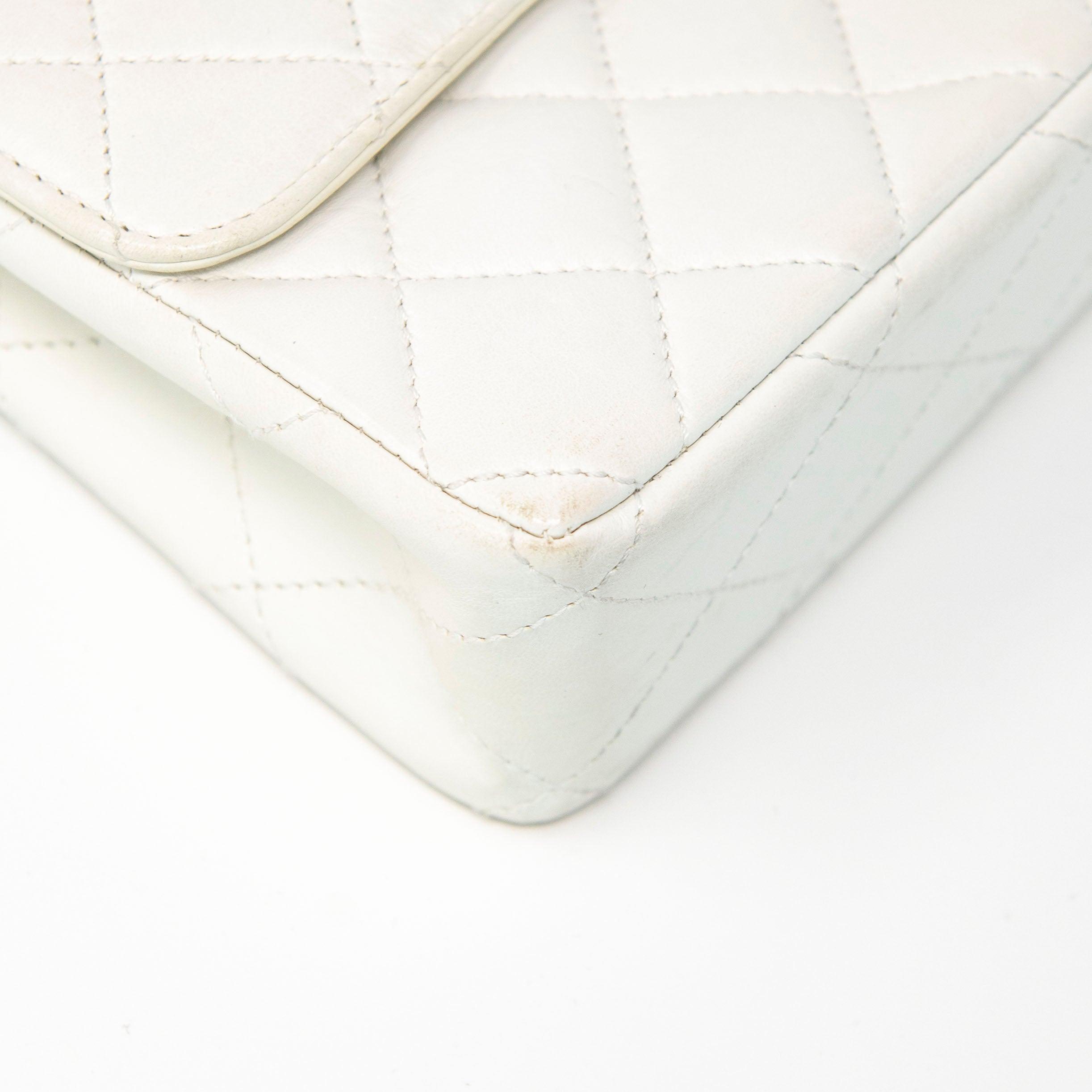 Vintage Chanel White Lambskin Classic Flap Bag - Luxury Leather Shoulder Handbag for Women | Perfect for Date Night, Parties & Special Occasions