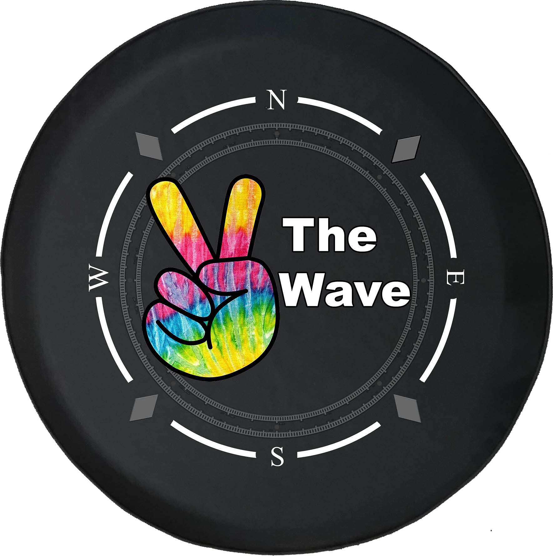 Premium American Unlimited Spare Tire Cover with Compass & Peace Sign Design - Universal Fit for SUVs, Trailers, RVs & Most Vehicles | Durable Wheel Protection for Off-Road Adventures & Camping Trips