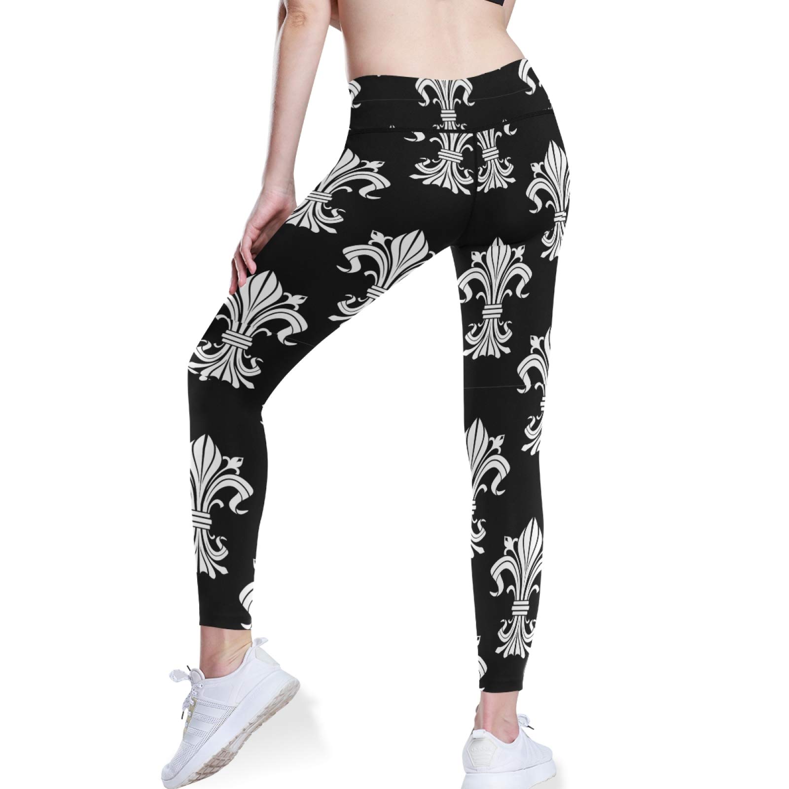 Victorian Fleur De Lis Yoga Pants - High Waist Tummy Control Leggings with Pockets for Workout & Running