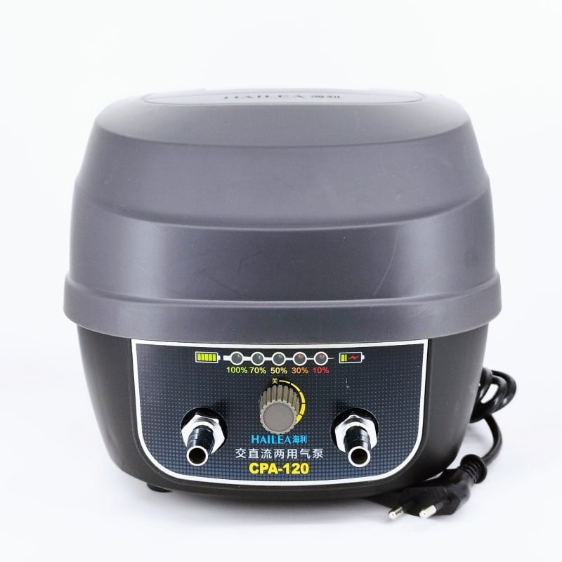 HAILEA CPA 120 AC/DC Aquarium Air Pump - High Performance Oxygen Pump for Fish Tanks, Hydroponics, and Pond Aeration - Quiet & Energy Efficient for Home and Commercial Use