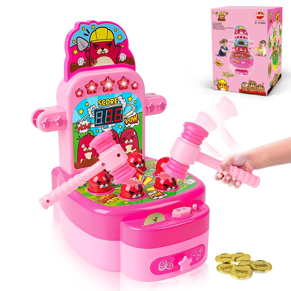 VATOS Mini Electronic Arcade Game - Fun Mole Whacking Game for Kids & Adults (Pink) - Perfect for Parties, Gifts & Family Game Nights