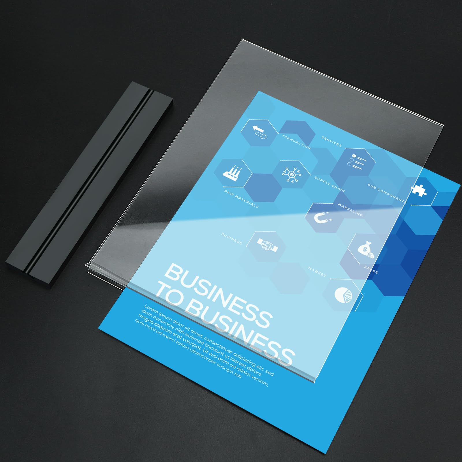 Seencool 8.5 x 11 Acrylic Sign Holders - 8 Pack Clear Plastic Flyer Display Stands with Vertical Base | Double Sided Picture Frame & Menu Holders for Office, Restaurant, Store & Home | Perfect for Tabletop Displays, Promotions & Information Signage