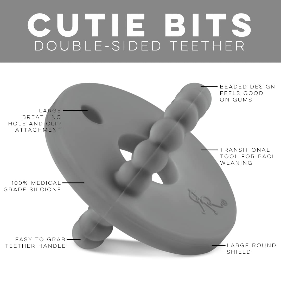 Ryan and Rose Cutie Bit Teether - Charcoal Baby Teething Toy for Soothing Sore Gums | Safe & BPA-Free for Infants & Toddlers | Perfect for Home, Travel & On-the-Go Relief