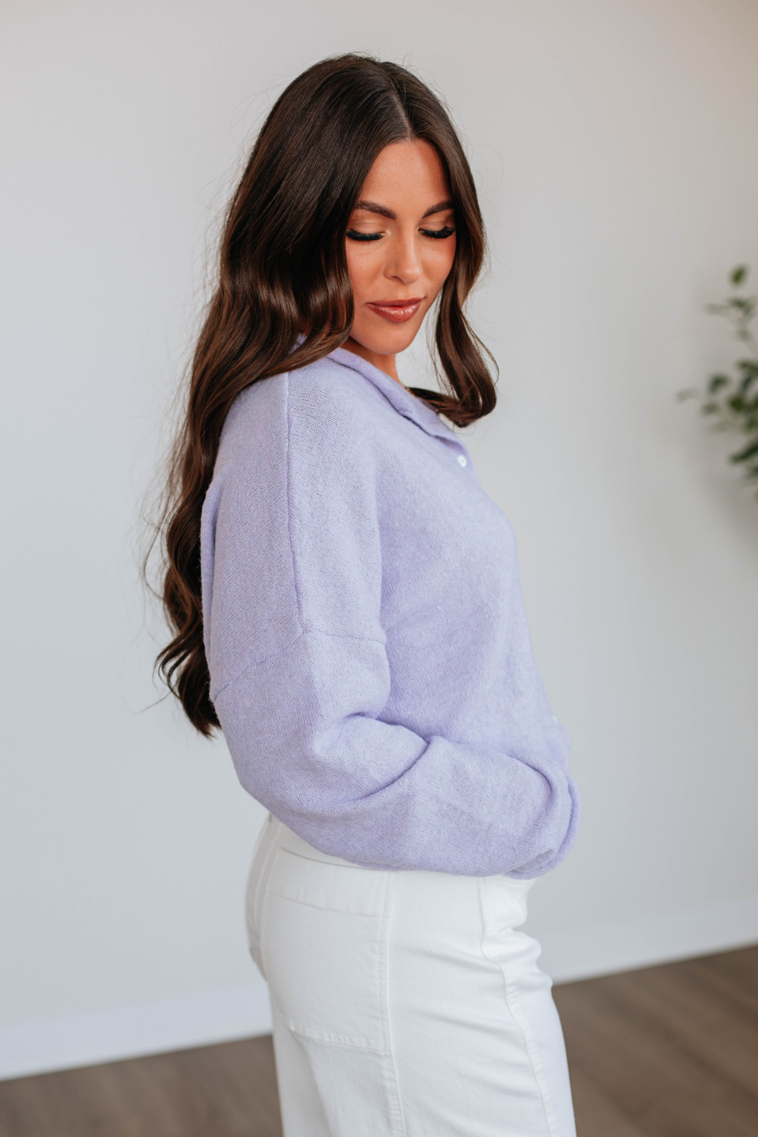Brooke Cardigan Women's Lavender Knit Sweater - Soft Long Sleeve Open Front Cardigan for Casual Wear & Office Outfits