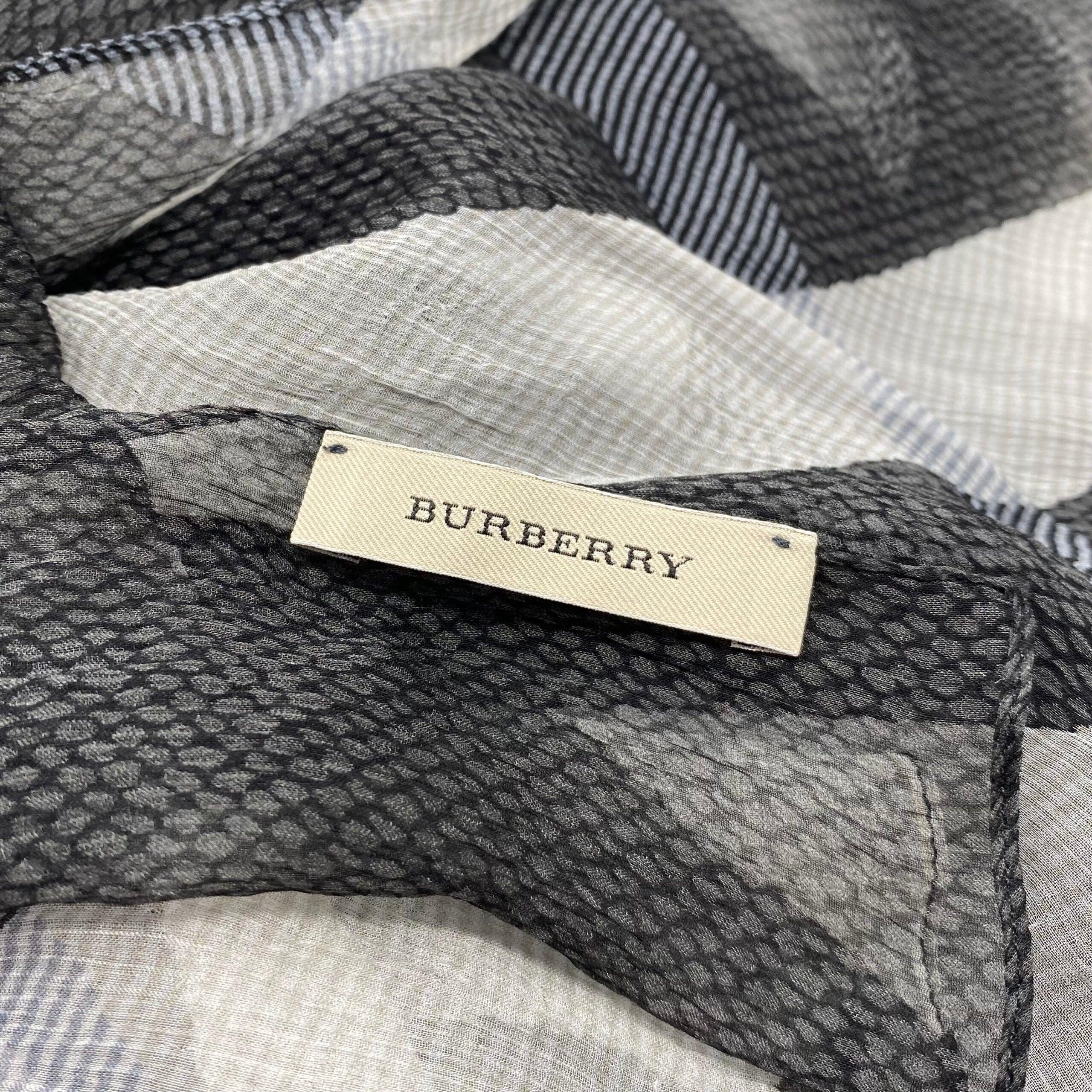 Burberry Black Silk Check Sheer Scarf - Luxury Fashion Accessory for Women, Elegant & Lightweight - Perfect for Office, Travel & Special Occasions