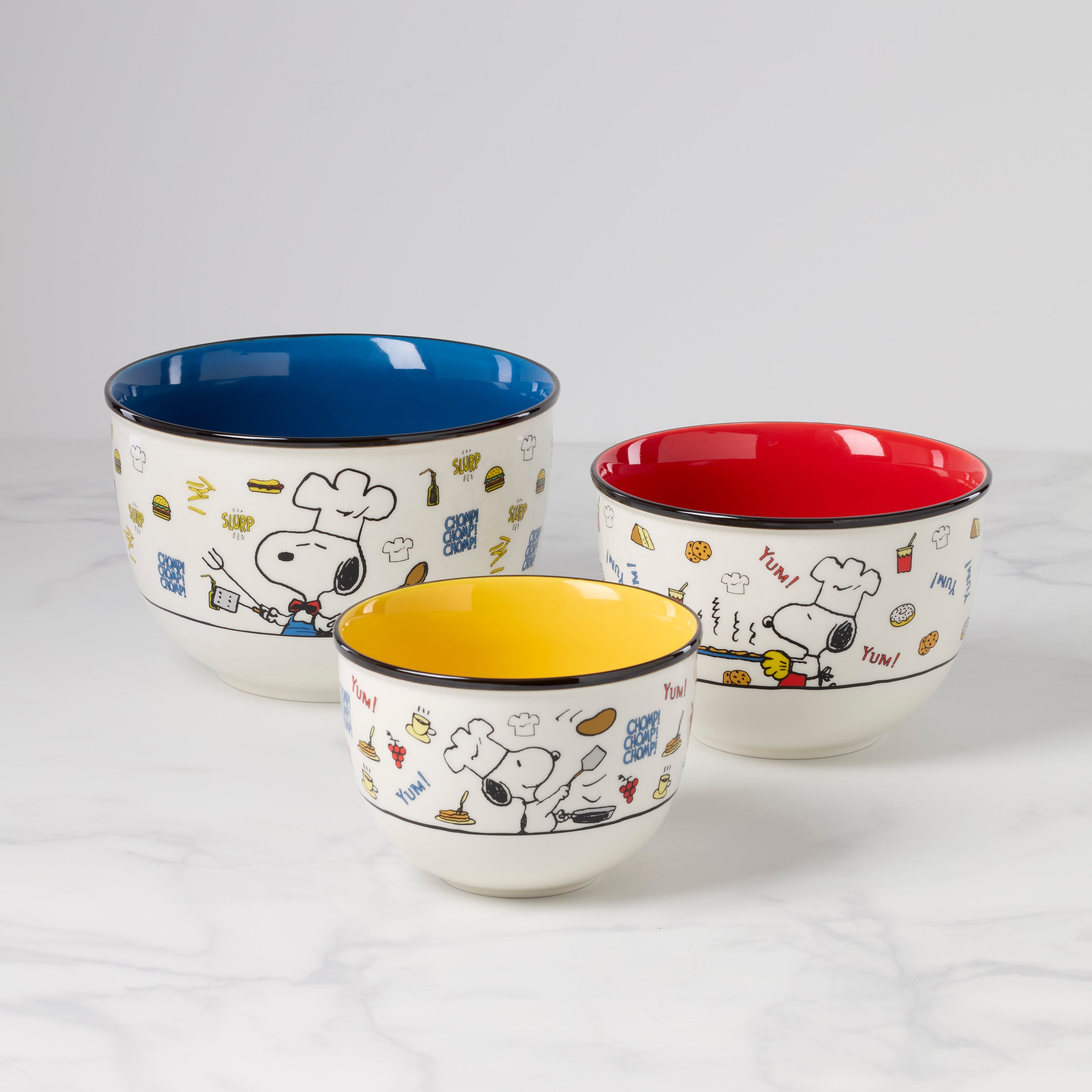 Chef Snoopy 3-Piece Mixing Bowl Set - Non-Slip Bottom, Stainless Steel Kitchen Bowls for Baking, Mixing & Food Prep - Perfect for Home Cooks & Professional Chefs