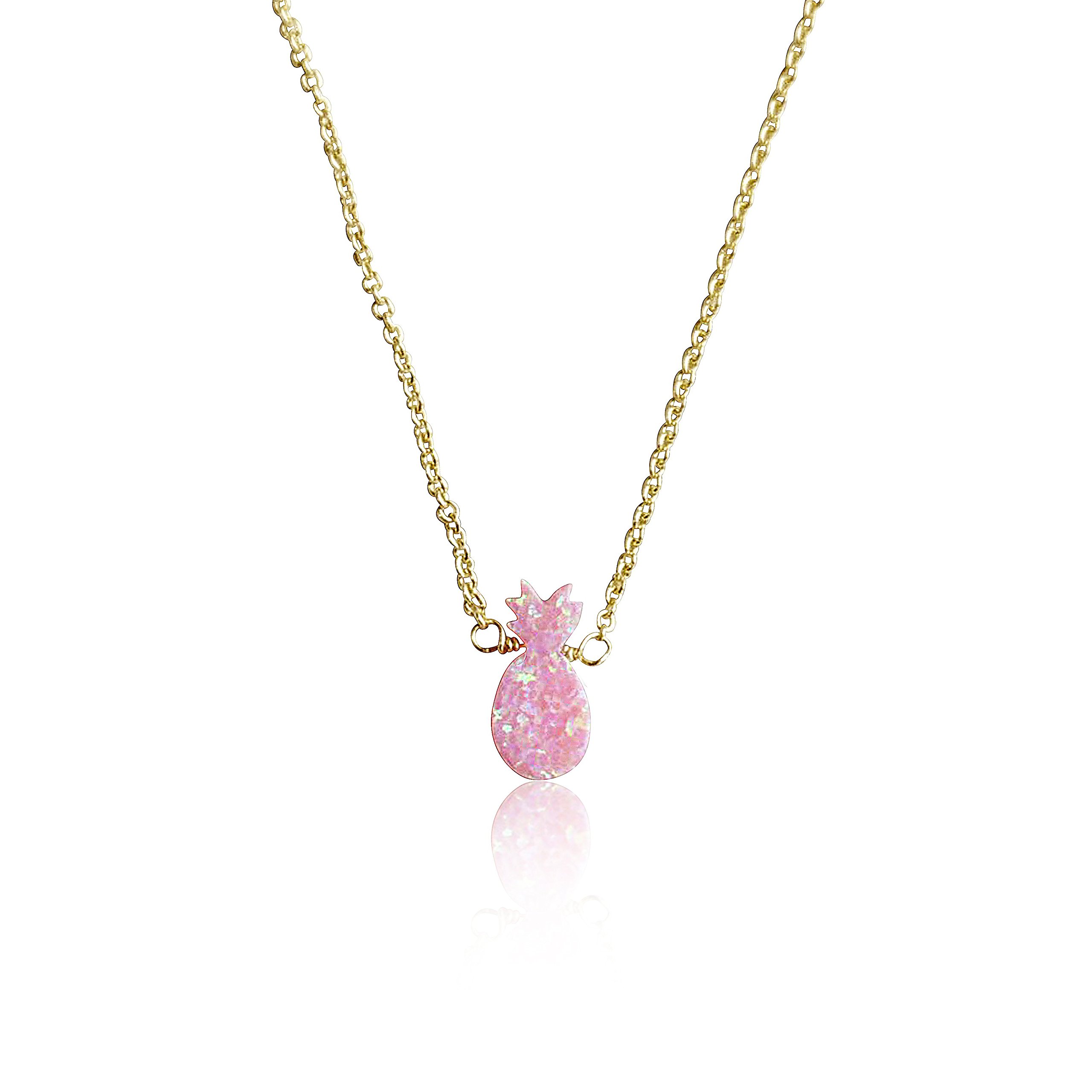 Girl's Gold Plated & Rose Gold Plated Opal Pendant Necklace - Elegant Jewelry Gift for Teens, Birthday & Special Occasions