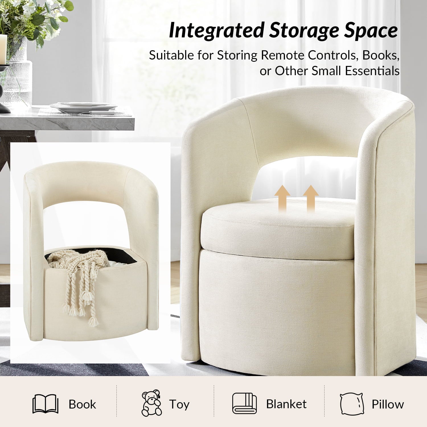 Modern Dining Chair with Storage - Wright Versatile Design for Kitchen, Dining Room & Office - Space-Saving & Stylish Seating Solution