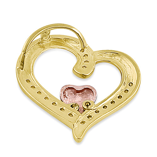 14K Solid Gold Rose Gold Plated Heart CZ Pendant Necklace for Women - Elegant Jewelry Gift for Valentine's Day, Anniversary & Special Occasions