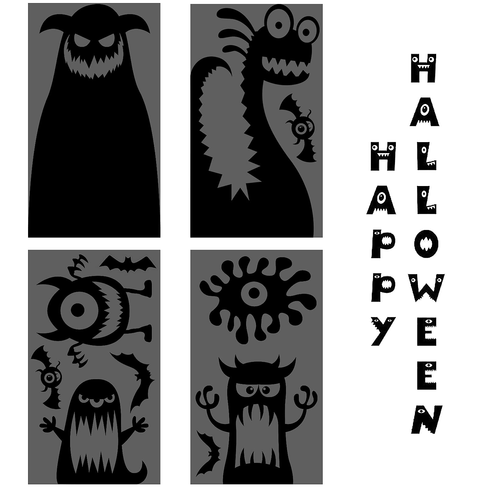 STEFORD 11-Piece Halloween Window Clings - Giant Monster Window Decals & Stickers for Halloween Party Decorations | Spooky Home, Office & Classroom Decor