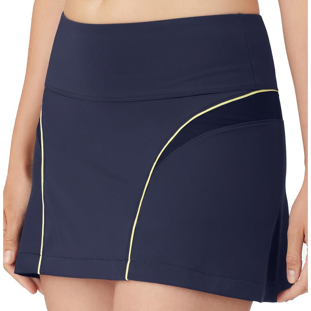 Fila Women's Alley Flirty Skort - White & Navy Blue Athletic Tennis Skirt with Built-in Shorts for Running, Golf & Casual Wear