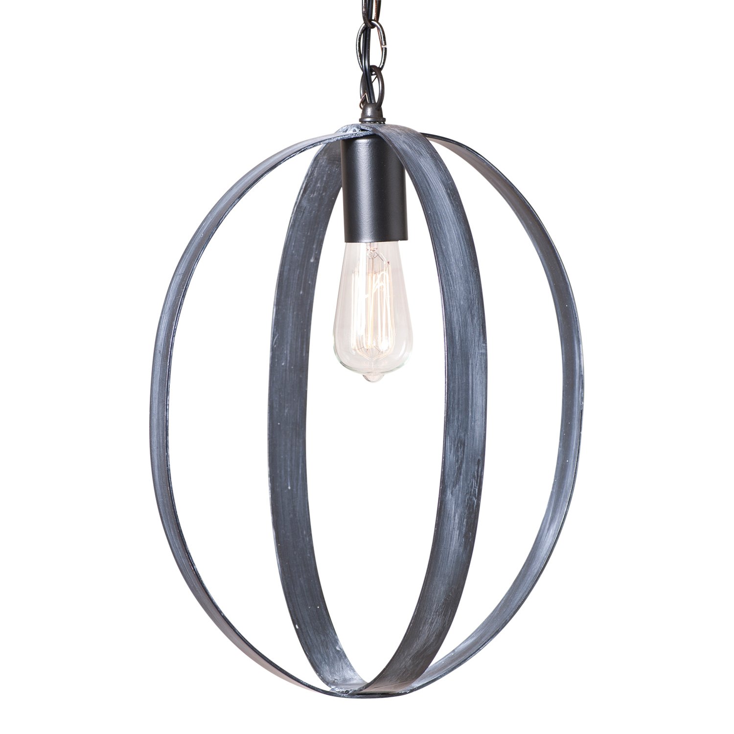 Black 16-Inch Oval Sphere Pendant Light - Irvin's Country Tinware Rustic Ceiling Fixture for Farmhouse, Kitchen & Dining Room Lighting