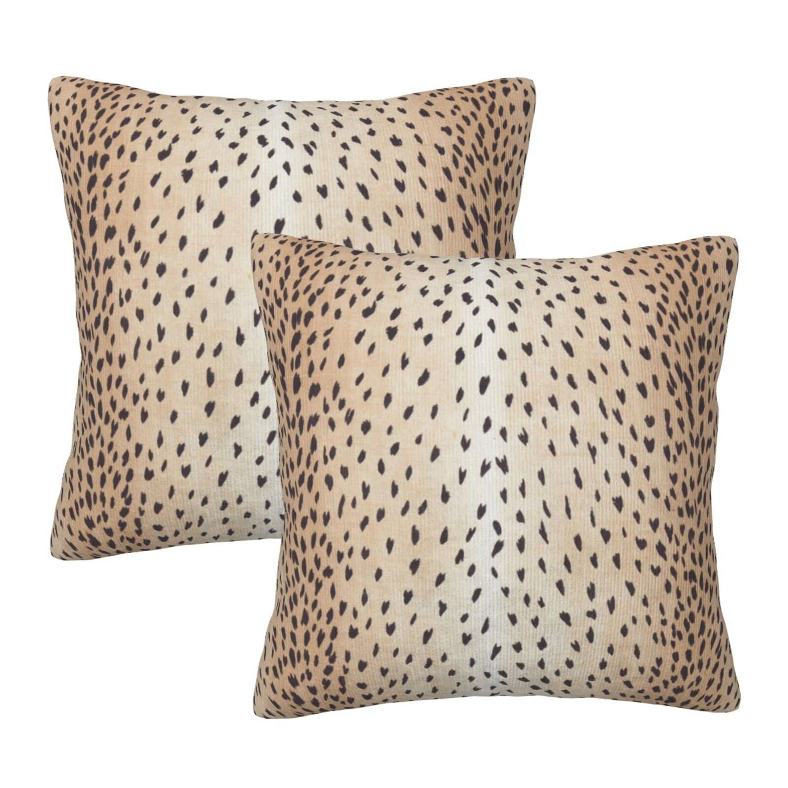 EAGSTS 16x16 Inch Antelope Pillow Covers Set of 2 - Deer Skin Print Animal Print Modern Euro Throw Pillow Cases - Rustic Ranch Decor for Sofa, Bed, Dorm Room - Perfect for Living Room, Cabin & Western Style Home Decor (Brown Spots)
